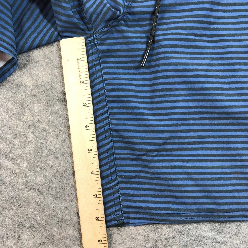 Outerknown Mens 31 Blue Stripe Recycled Polyester Board Shorts Swim Beach
